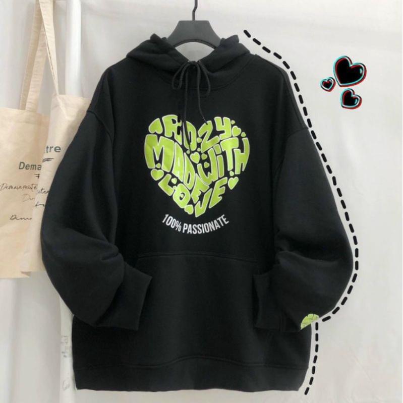 Áo Hoodie Cặp Đôi Tim Love Nam Nữ HOT RẺ ĐẸP Áo Khoác Nỉ Chống Nắng Kiểu Hoodie Chui Đầu Tay Dài Unisex Couple Xinh