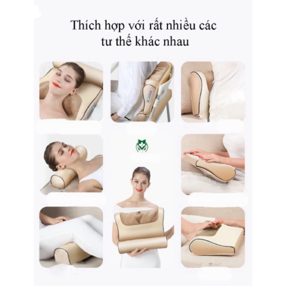 Gối Massage Đa Năng, Massage Tựa Lưng Xe Hơi - Gối Mát Xa Hồng Ngoại Bản 16 Bi Lăn Cao Cấp+ Rung Massage Lưng Đa Chức Năng