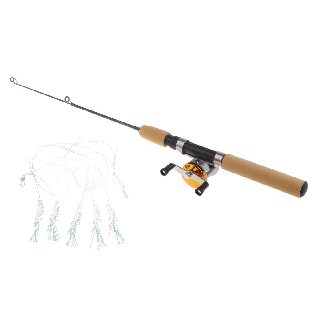 Mini Portable Telescopic Ice Fishing Rod Casting Pole+ Reel+100m Line Hook S