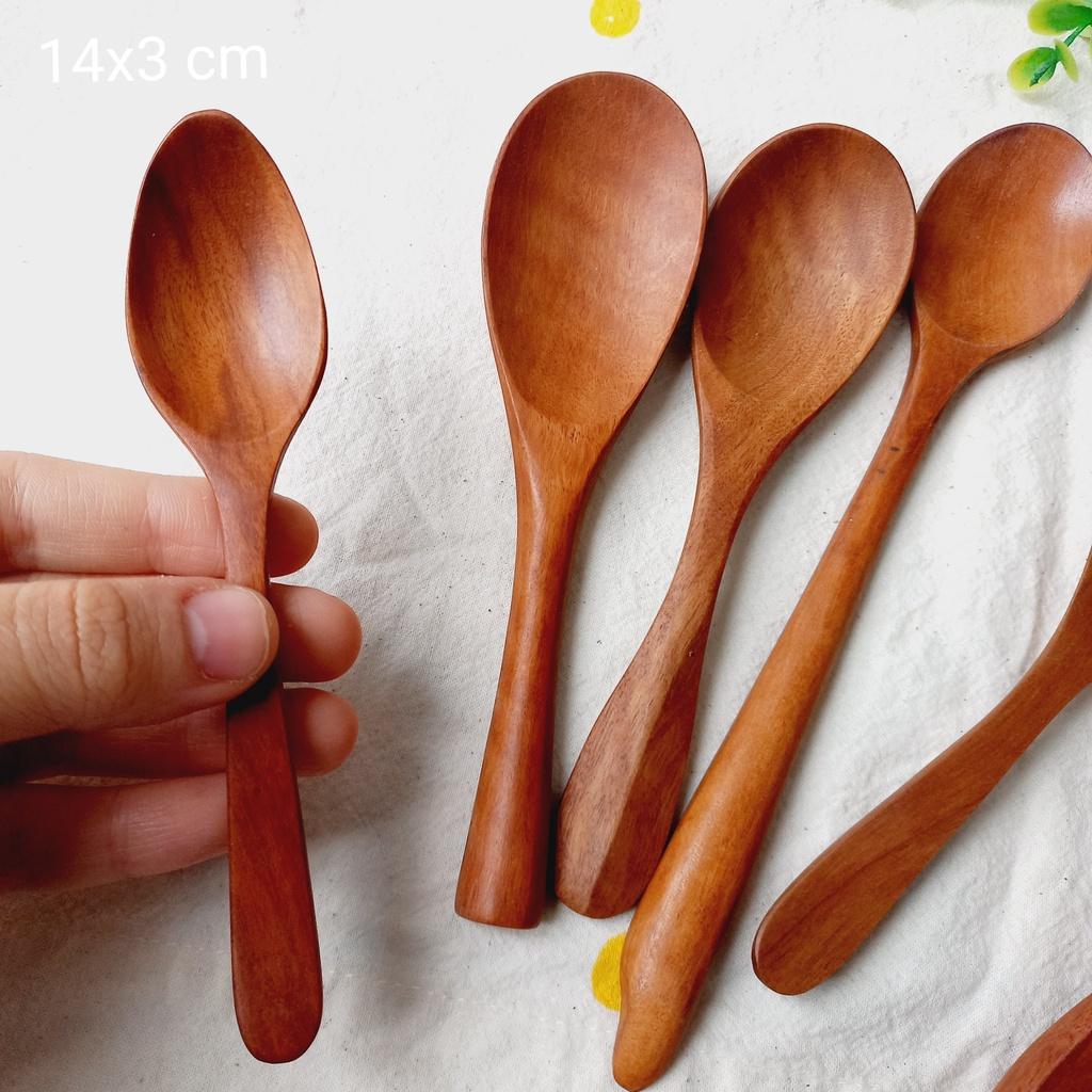 Bộ Thìa Gỗ Nhãn Ăn Cơm, Soup, Chè, Thìa Khuấy Sinh Tố, Cà Phê, Decor Chụp Ảnh