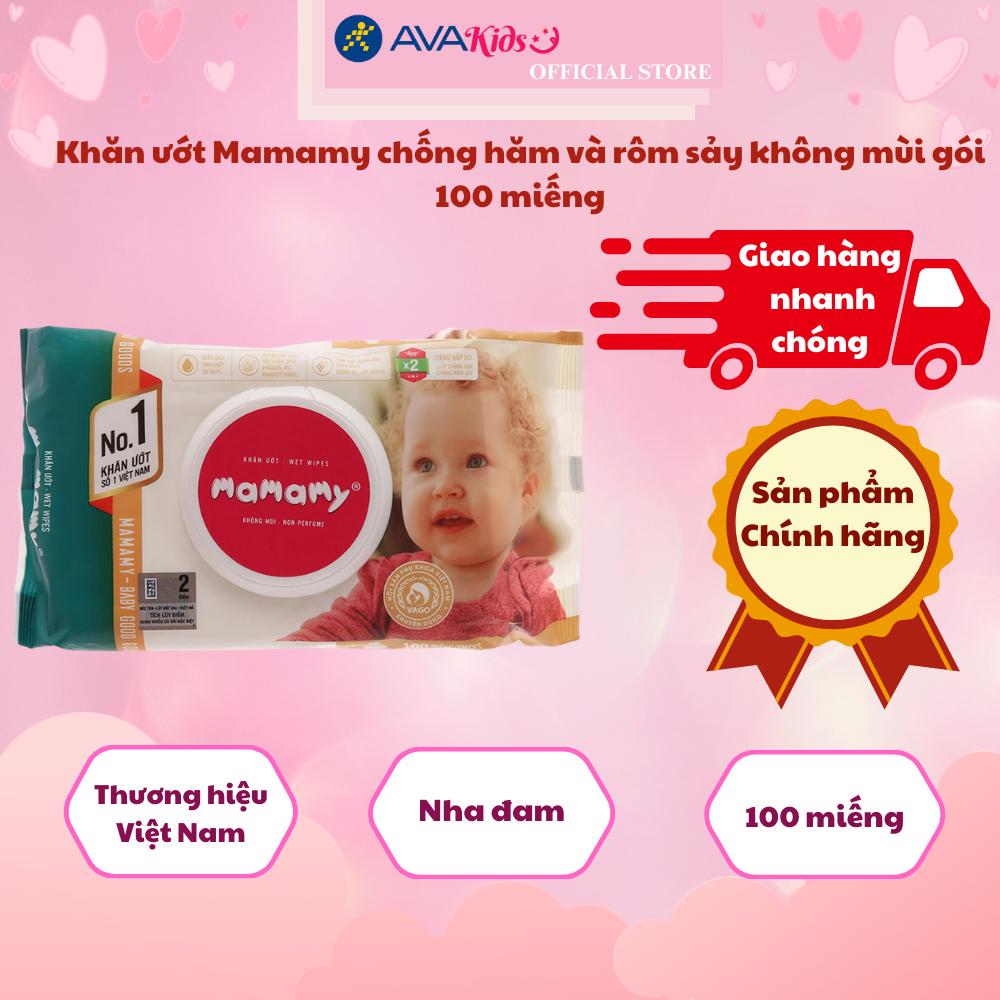 Khăn ướt Mamamy chống hăm và rôm sảy không mùi gói 100 miếng