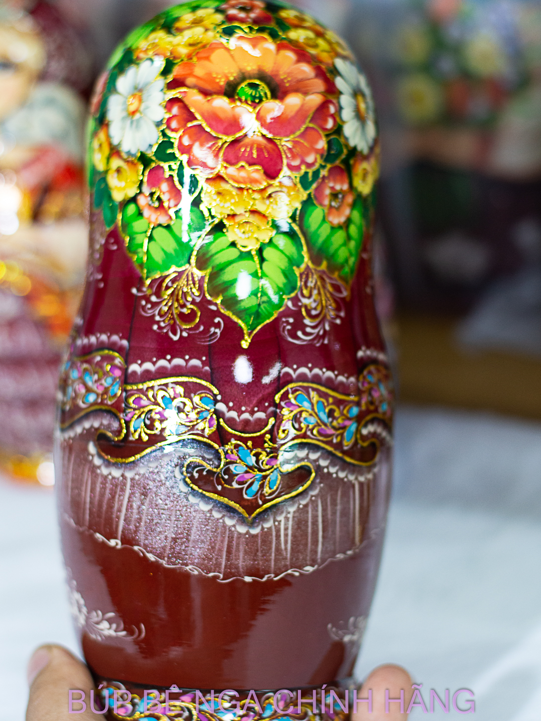 BỘ BÚP BÊ NGA MATRYOSHKA CAO CẤP 7 LỚP 22CM HOA VĂN "THIẾU NỮ THÔN QUÊ NGA" CỰC ĐẸP VÀ NỮ TÍNH, SANG TRỌNG, ĐẸP MẮT