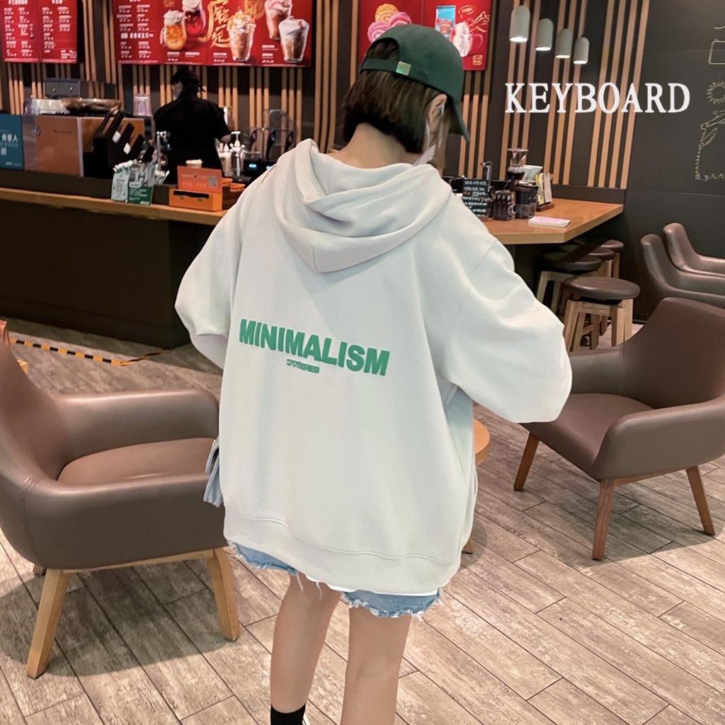Áo khoác hoodie nỉ bông dây kéo in chữ MINIMAL form rộng unisex nam nữ Vuasivuare