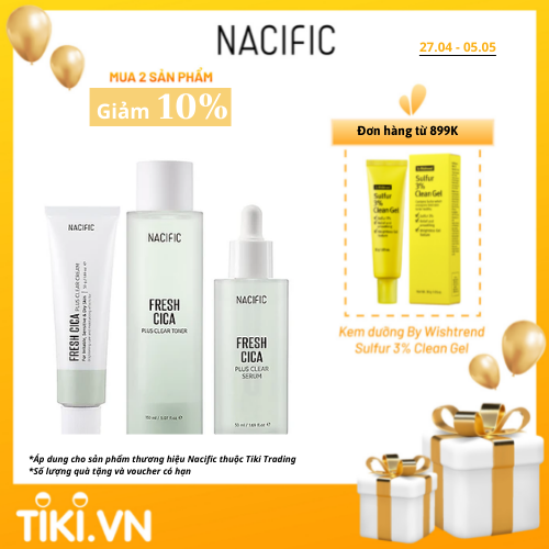 Bộ dưỡng da trị mụn NACIFIC Freh Cica Plus Clear SET (Toner+Serum+Cream)