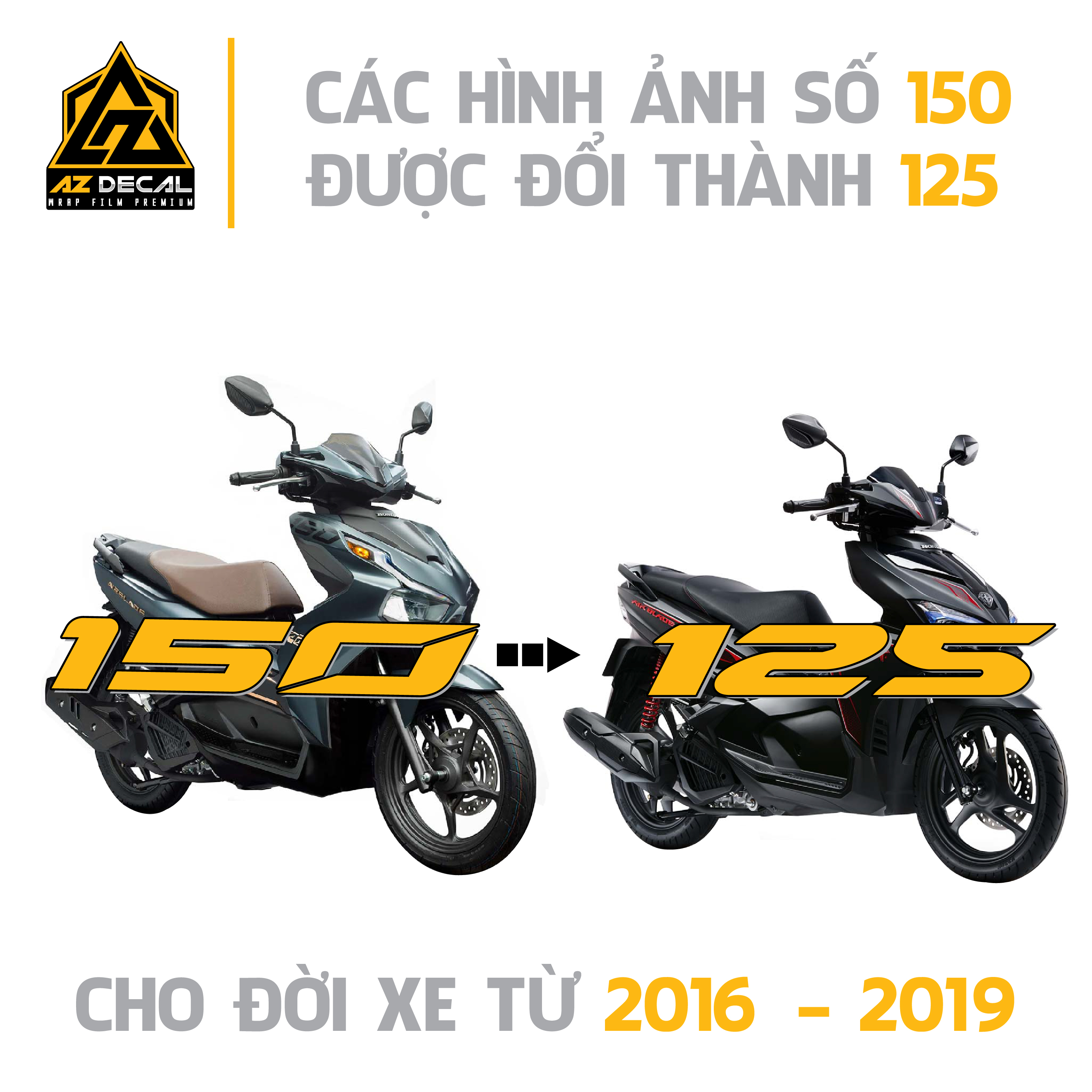 Tem Rời Xe Airblade Phiên Bản Limited Đời Mới | AB39 | Decal Chế Xe Máy AB 2016-2021 - Trắng Đỏ (Nền Đen) - 2016 - 2019