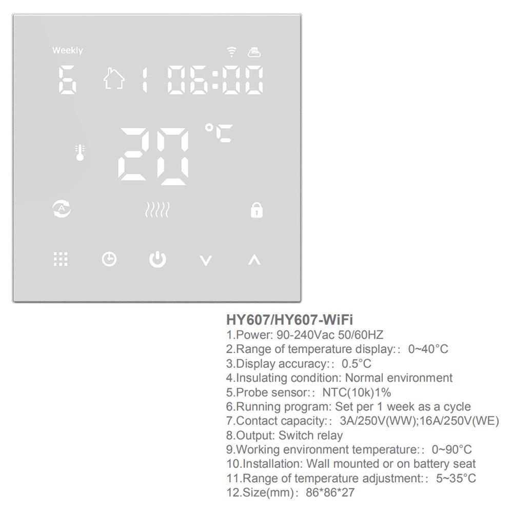 Bộ Điều Khiển Nhiệt Độ Thông Minh Hy607 Màn Hình Kỹ Thuật Số Lcd Điện Thoại App Wifi Giọng Nói