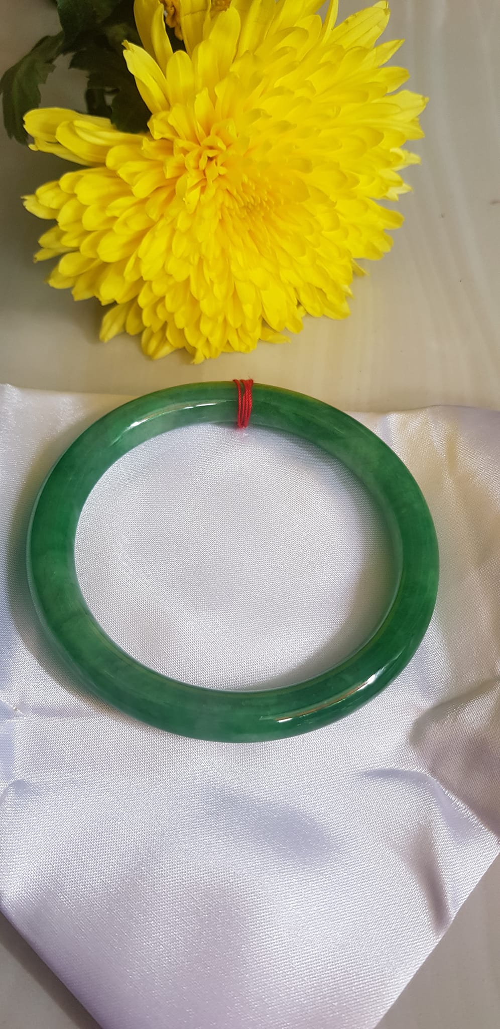 Vòng tay Nam size to đá Cẩm Thạch Đậu Lý QC 66mm x cọng 10mm Vòng màu xanh đậu lý bông đậm đẹp Nam tay to Cân Nặng 78kg - 90kg đeo ạ