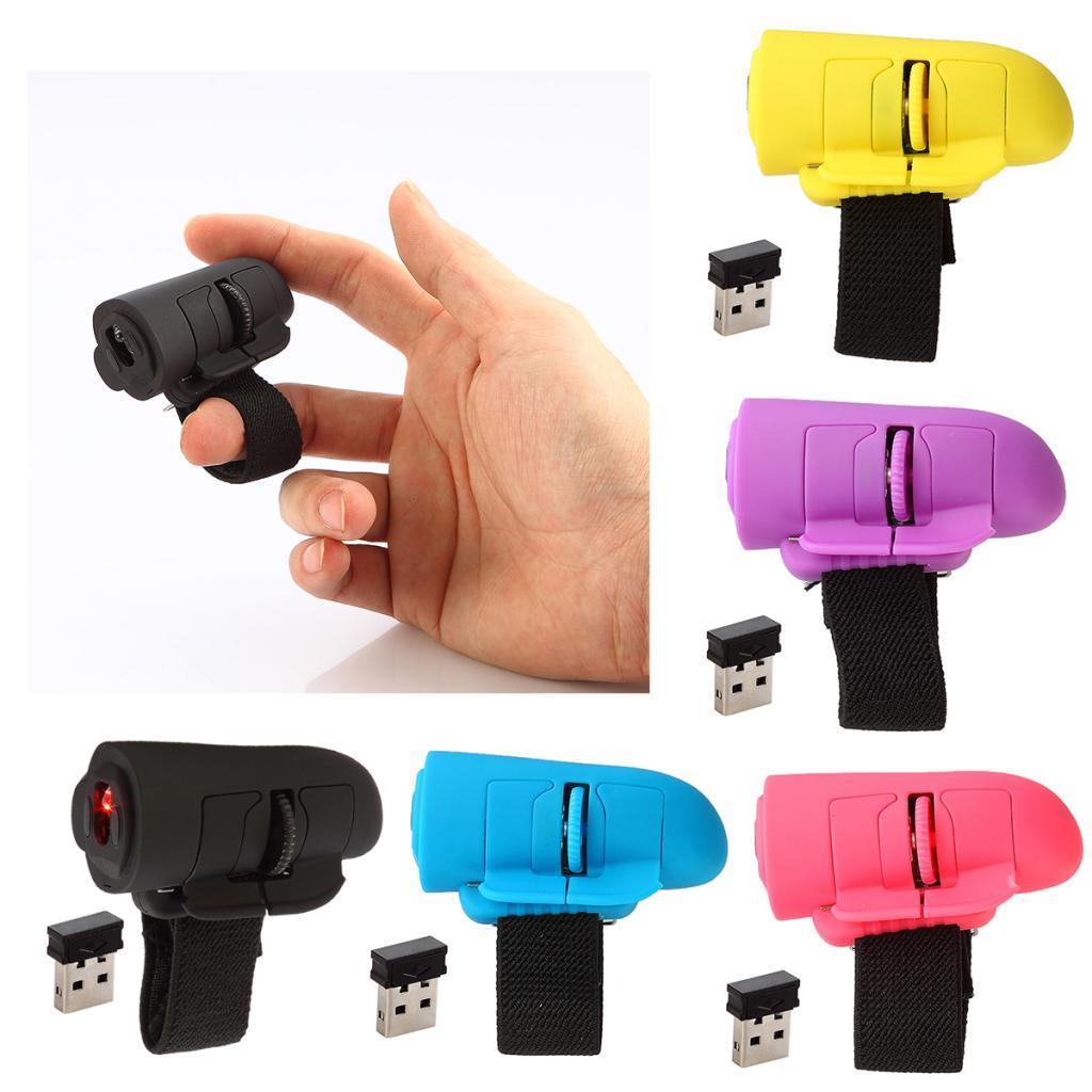 Mini Wireless USB Finger Mouse Optical Handheld Mice for Laptop PC Black