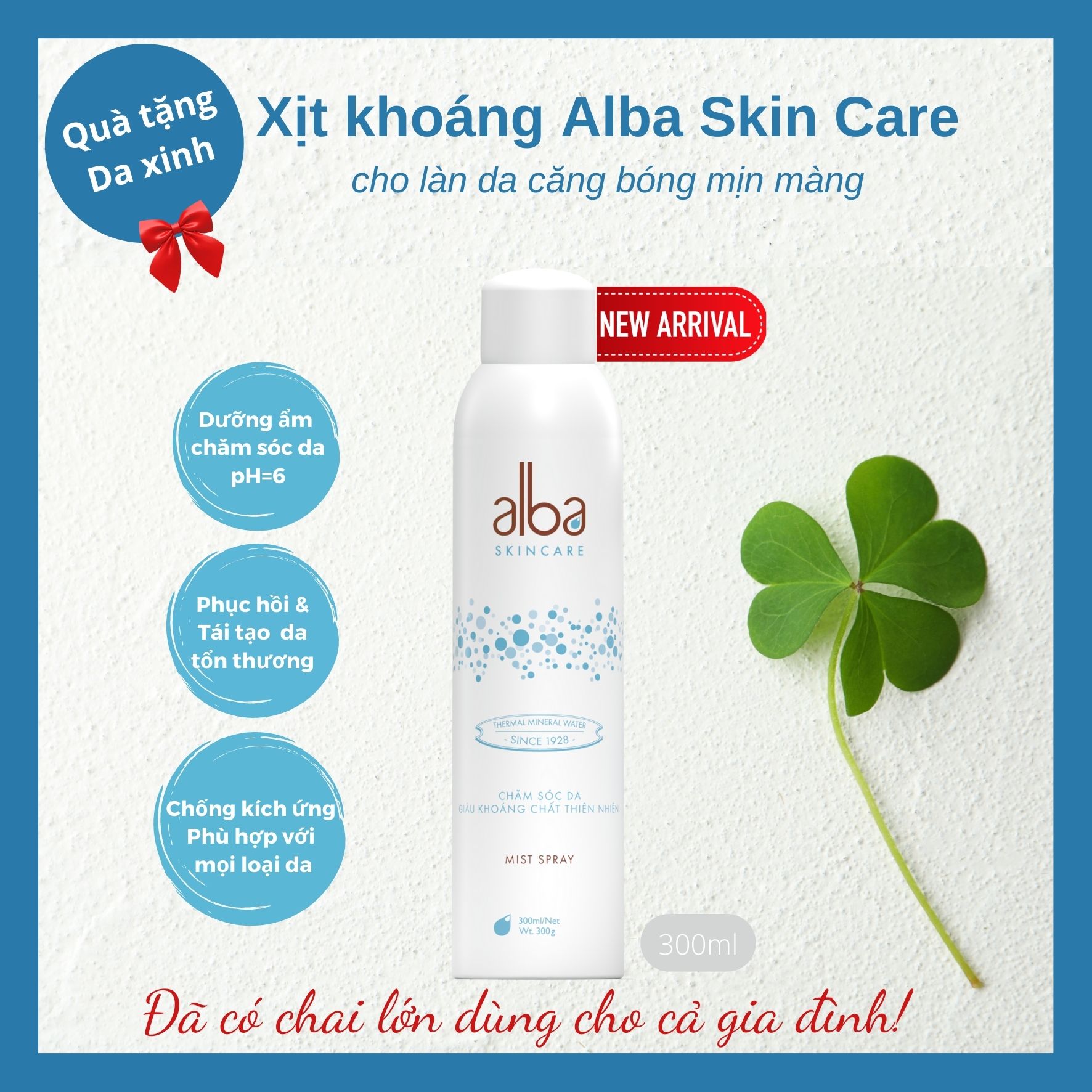 Xịt khoáng Alba Skin Care chống lão hóa dưỡng ẩm dành cho da khô 300ml