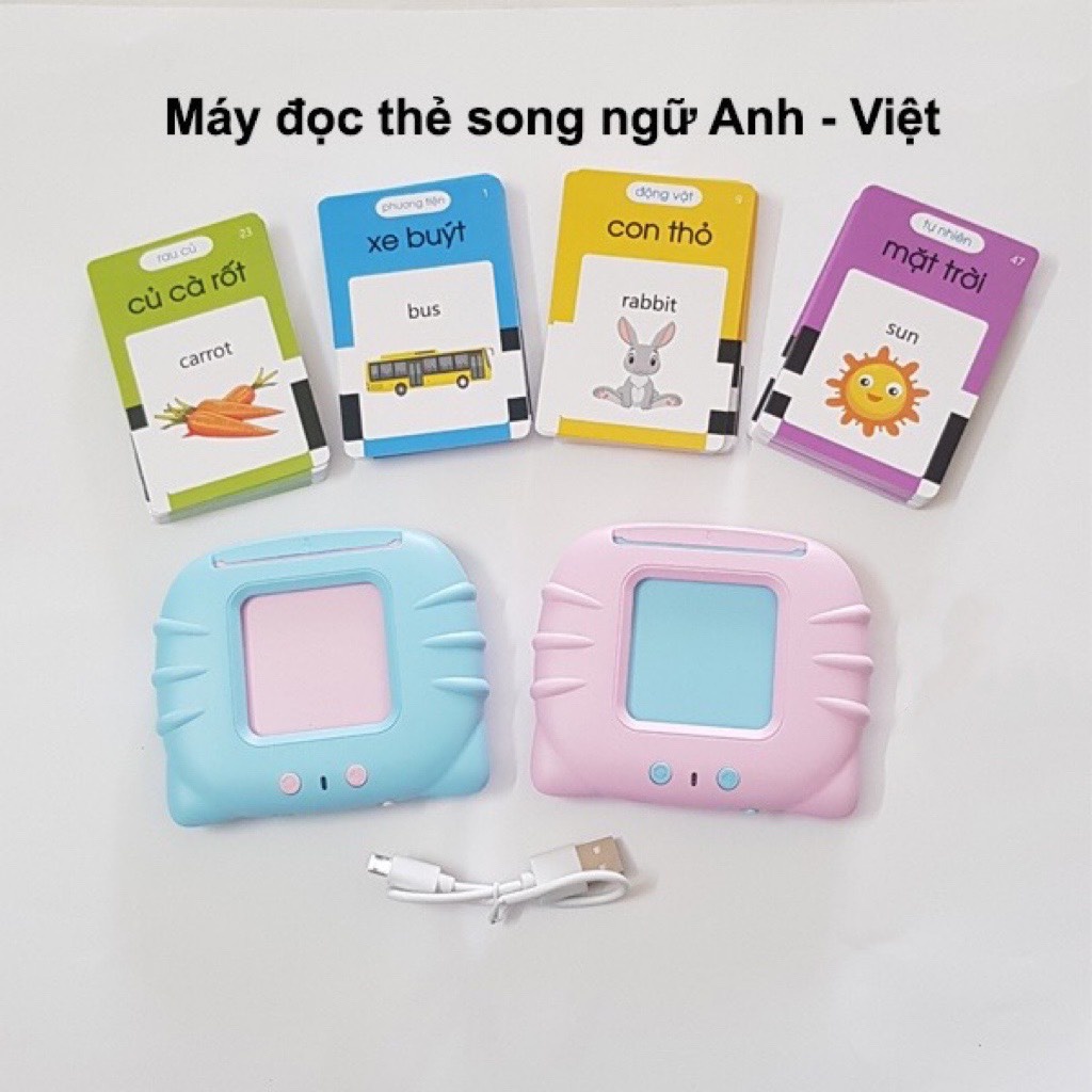 Đồ Chơi Máy Đọc Thẻ  Flashcard Song Ngữ Anh Việt 255 Thẻ 510 Từ Vựng Giáo Dục Sớm Cho Bé