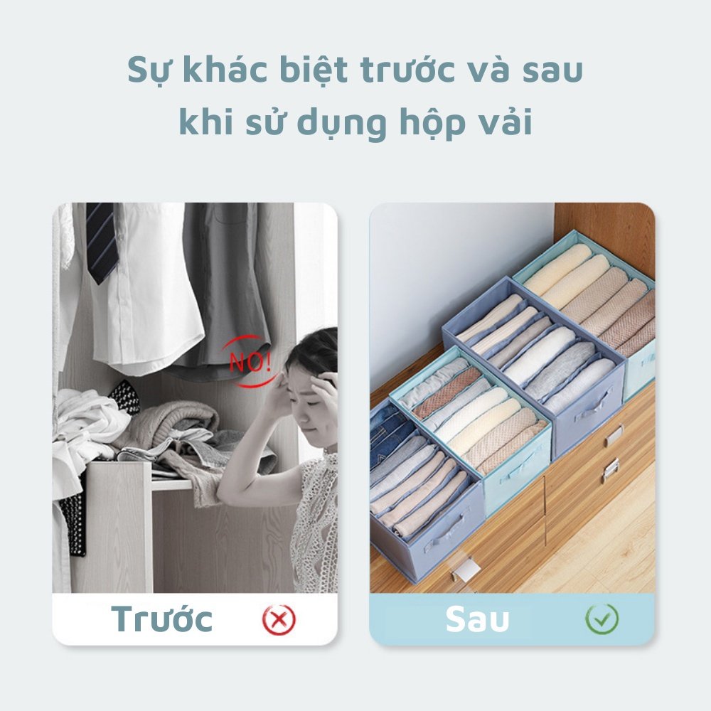 Hộp Vải Chia 9 Ngăn -  Đựng Quần Jean, Áo Sơ Mi, Thun, Đồ Lót - Đa Năng - Khay Túi Vải Cao Cấp Sắp Xếp Gọn Gàng Tủ Đồ