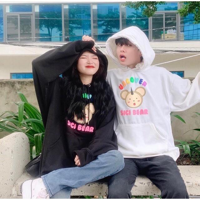 Áo Hoodie Không Xù lông Dành Cho Nam Cho Nữ Có Mũ Chất Nỉ Form rộng Unisex Sici Bear