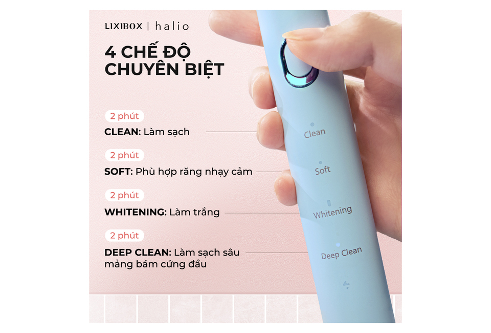 Combo Máy Tăm Nước Halio UltraClean Blue và Bàn chải điện Halio Sonic SmartClean Sky blue