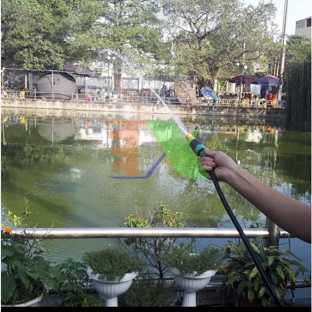 Bộ vòi xịt nước Tưới cây, Rửa xe + Phụ kiện + 15m dây, Vòi nhựa phun thẳng đa năng nhiều chế độ