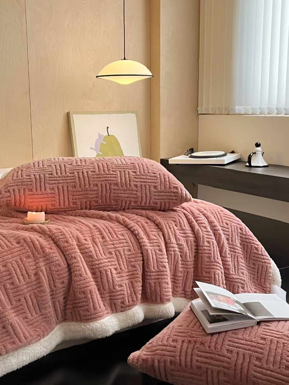 Chăn lông cừu Blanket LIDACO họa tiết dập vân chìm mỏng nhẹ ấm áp kích thước 2mx2m3