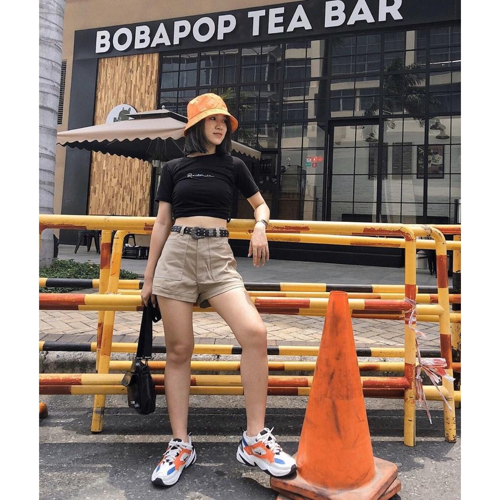 Áo croptop kiểu rút dây JOY BABE form ôm  thun gân xịn co giãn 4 chiều, áo crop top kieu tay ngắn CRON 31 -5D