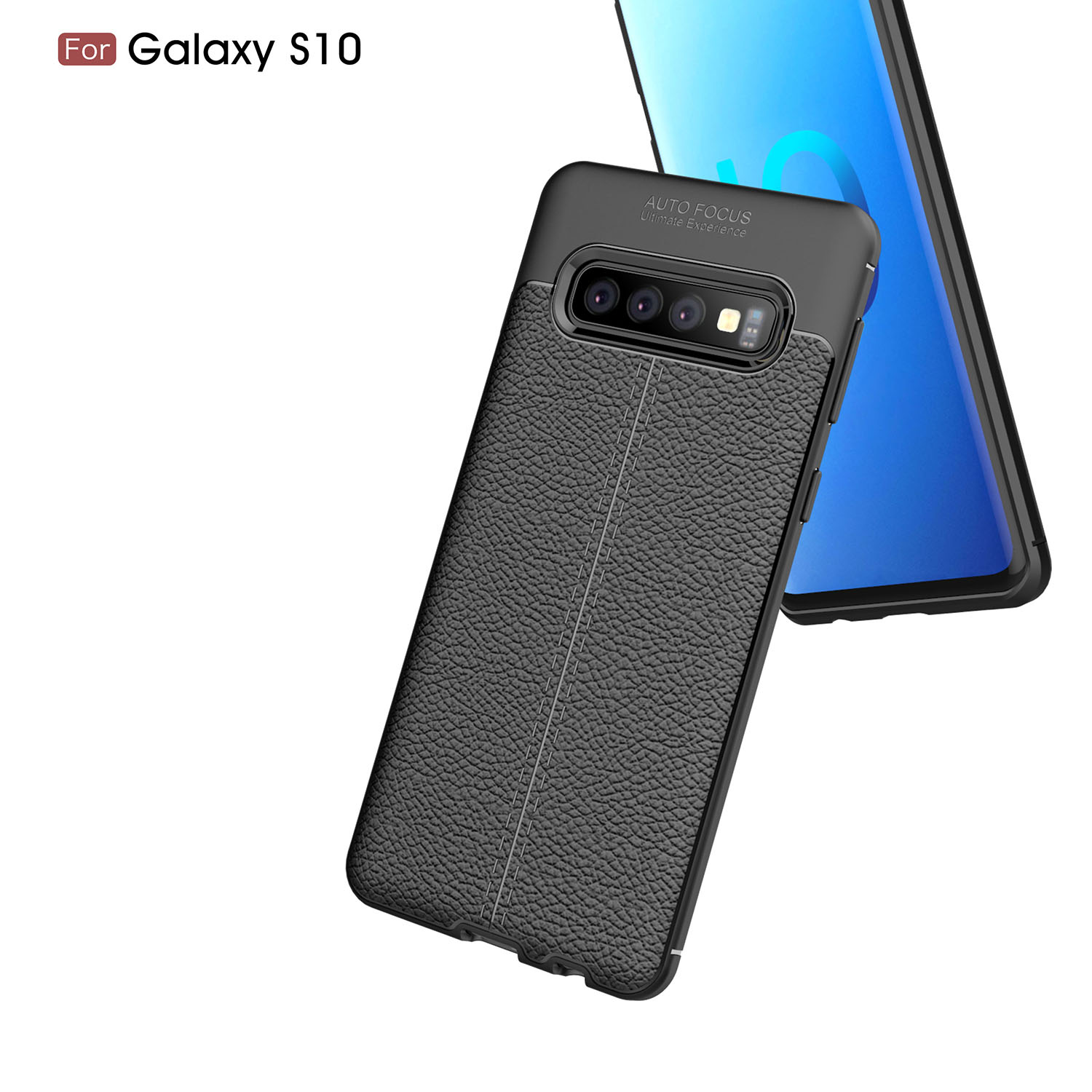 Ốp lưng Silicon Auto Focus giả da, chống sốc dành cho Samsung S10 - Hàng Chính Hãng