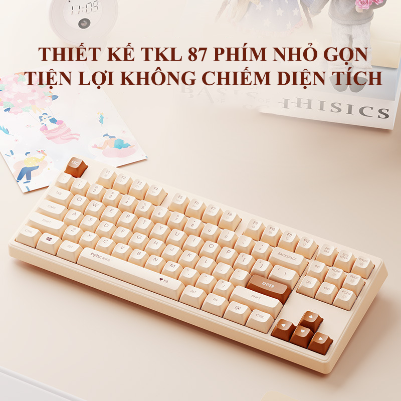 Combo bàn phím và chuột có dây chuyên game INPHIC K8 + PW5N có led thiết kế màu trà sữa dành cho các nữ game thủ - Hàng Chính Hãng