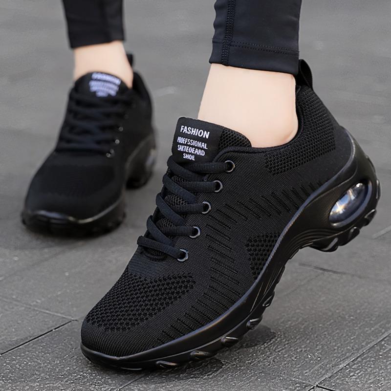 Giày thể thao đệm ngoài trời của phụ nữ Girls Giày đi bộ nhẹ thông thường Color: black women shoes Shoe Size: 9.5