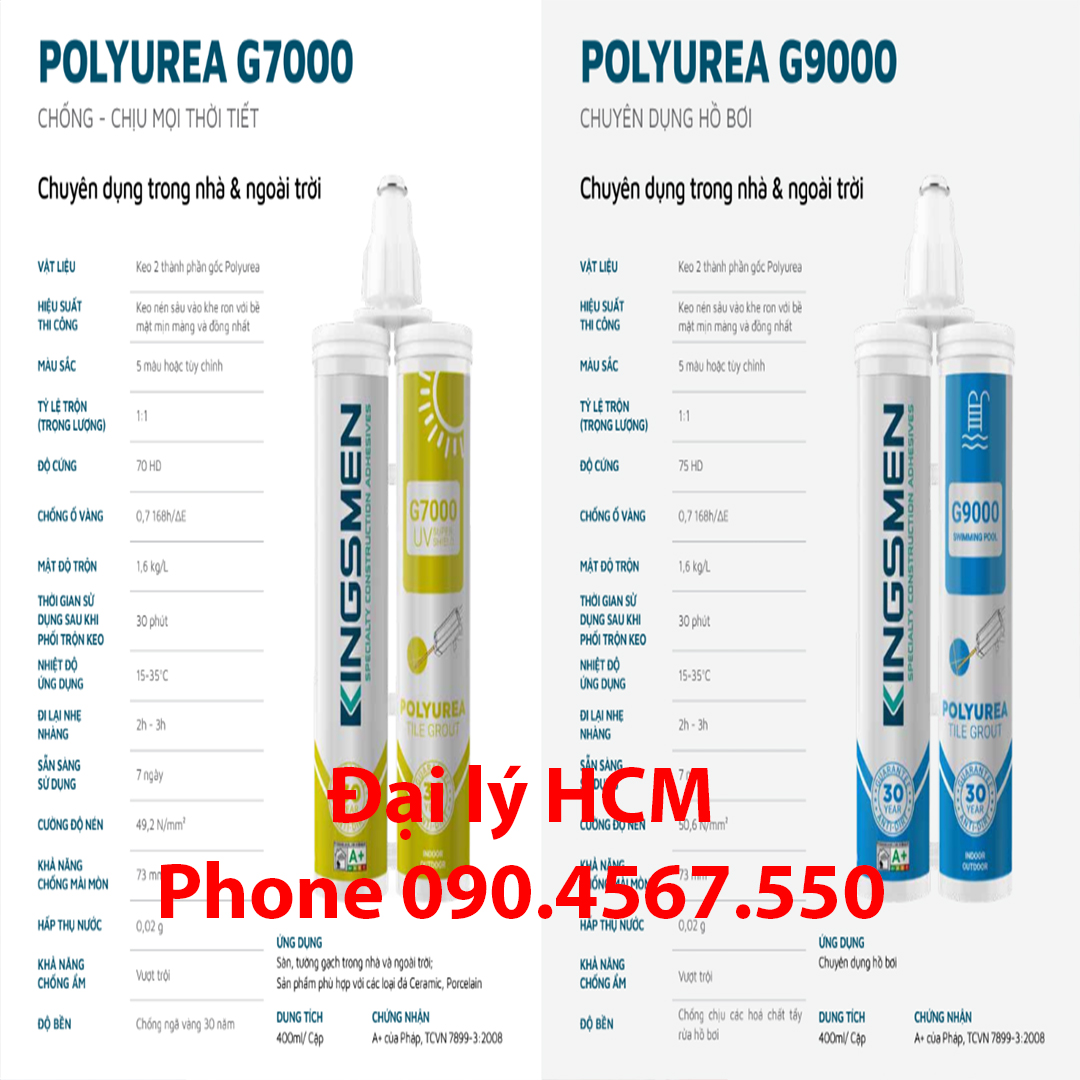 Keo Ron Gạch Epoxy G5000 - Dành cho nhà tắm, bếp  - Thế Hệ Mới Kingsmen. RON GẠCH TRẮNG SẠCH 30 NĂM - Keo Ron gạch 2 thành phần