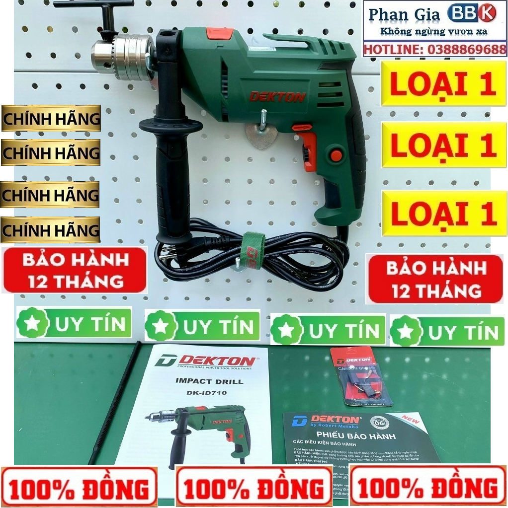 Máy khoan điện cầm tay Dekton DK-ID750 đầu 13ly,chuyên khoan sắt,gạch,gỗ,khoan cầm tay