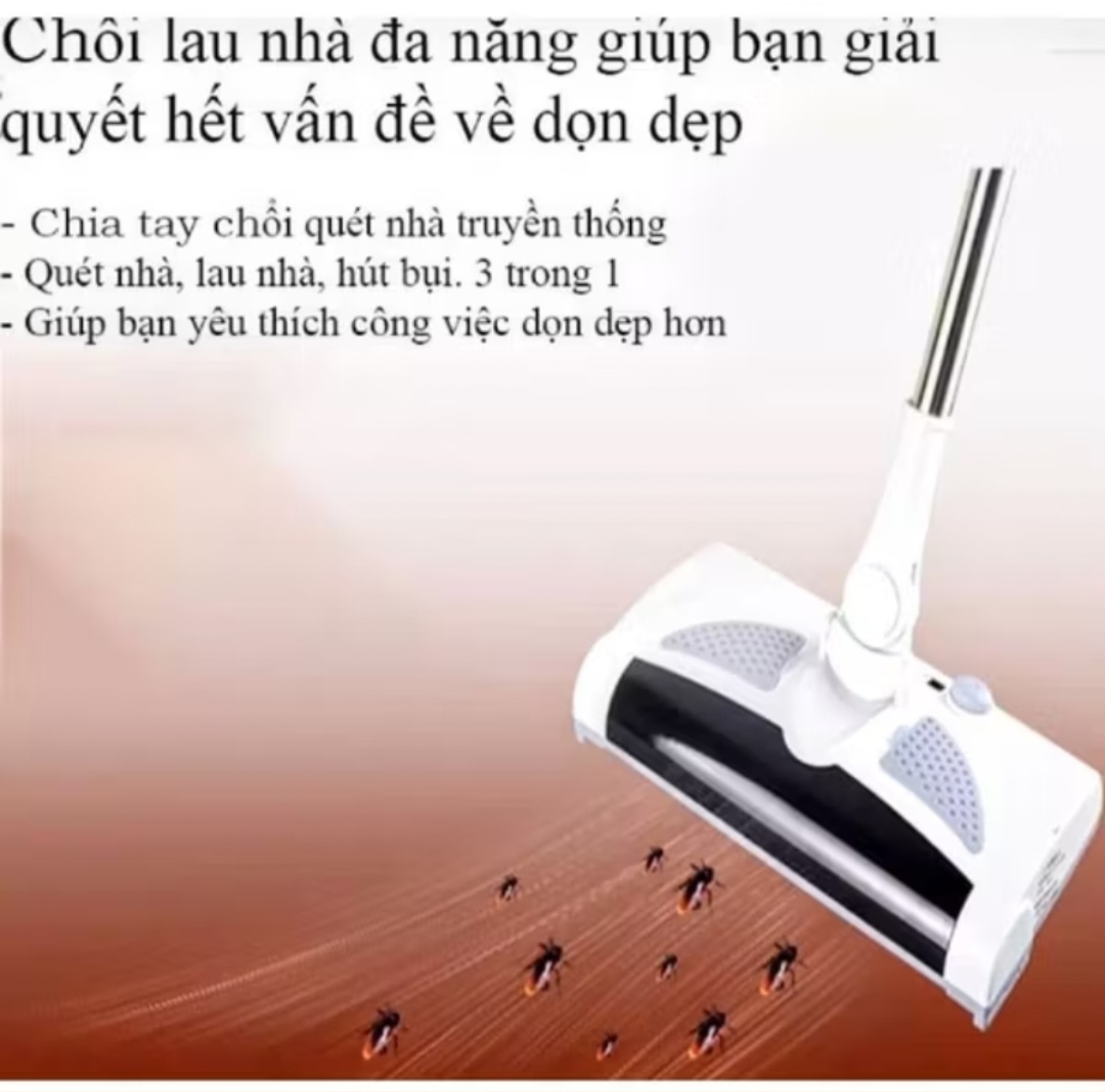 CHỔI ĐIỆN LAU NHÀ HÚT BỤI 2IN1 ĐA CHỨC NĂNG THUẬN TIỆN CHO MỌI NHÀ