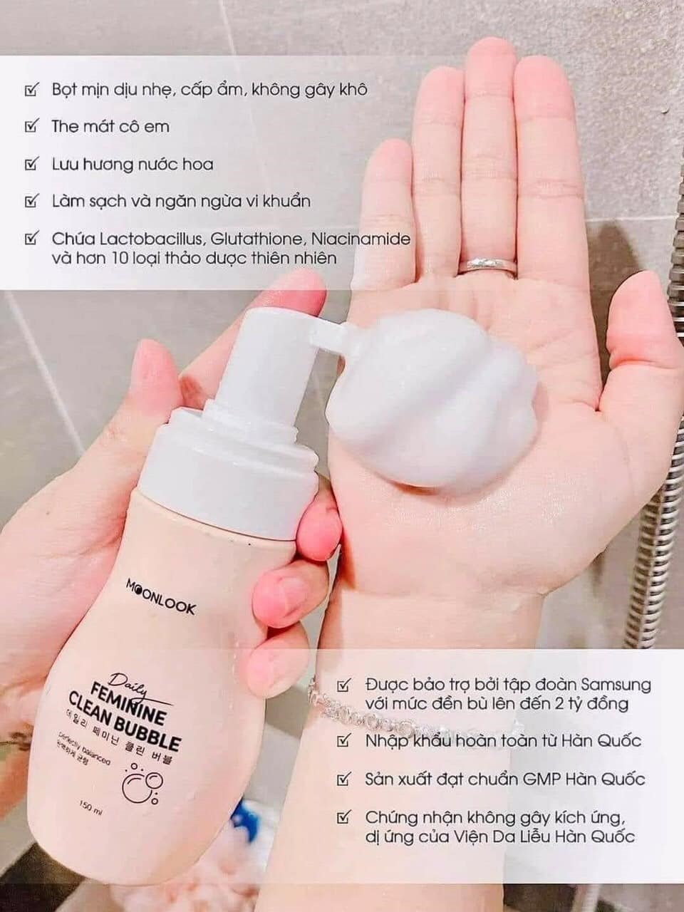 Dung Dịch Vệ Sinh Dạng Bọt Tuyết Lưu Hương Nước Hoa MoonLook 150ml Hàn Quốc