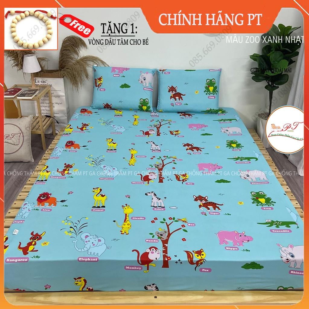 Ga chống thấm cho bé cotton cao cấp PT chính hãng, drap chống thấm nước bảo vệ đệm nằm trực tiếp không nóng bí (zoo nhạt