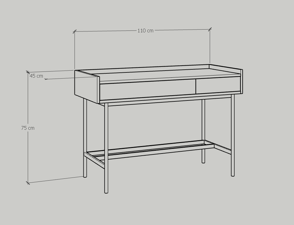 [Happy Home Furniture] KINA , Bàn trang điểm 2 ngăn - chân sắt , 110cm x 45cm x 75cm ( DxRxC), BAN_040