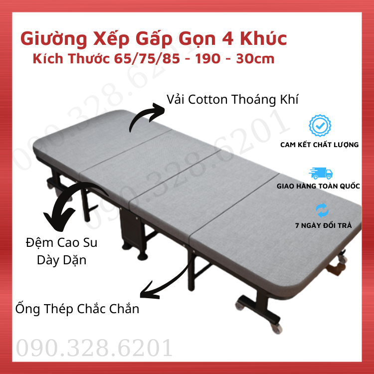 Giường Xếp Gấp Gọn Ngủ Trưa, Giường Ngủ Gấp Gọn Văn Phòng Có Bánh Xe, Giường Ngủ Thư Giãn Cao Cấp