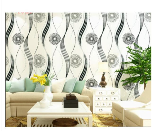 Giấy dán tường rộng 45cm x 5m dài - hoa đen xoắn nền trắng ELL254