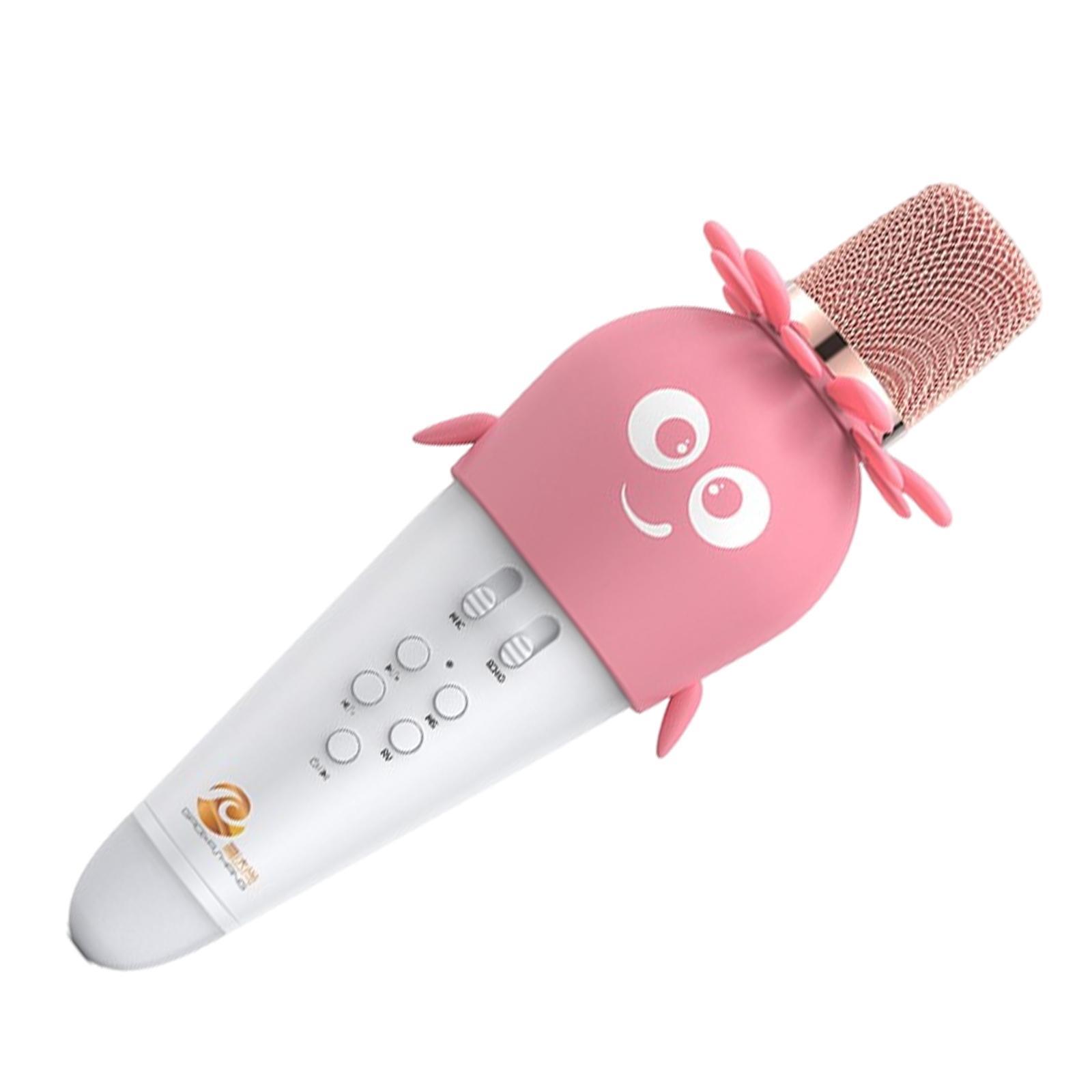 Wireless Bluetooth Microphone Speaker Bluetooth Mic for Party Home Ktv Pink