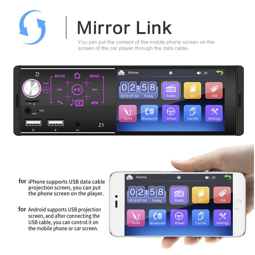 4.1 Inch Touch Screen Car MP5 Player 1Din Auto FM Stereo Audio Radio Bluetooth Steering Wheel Control