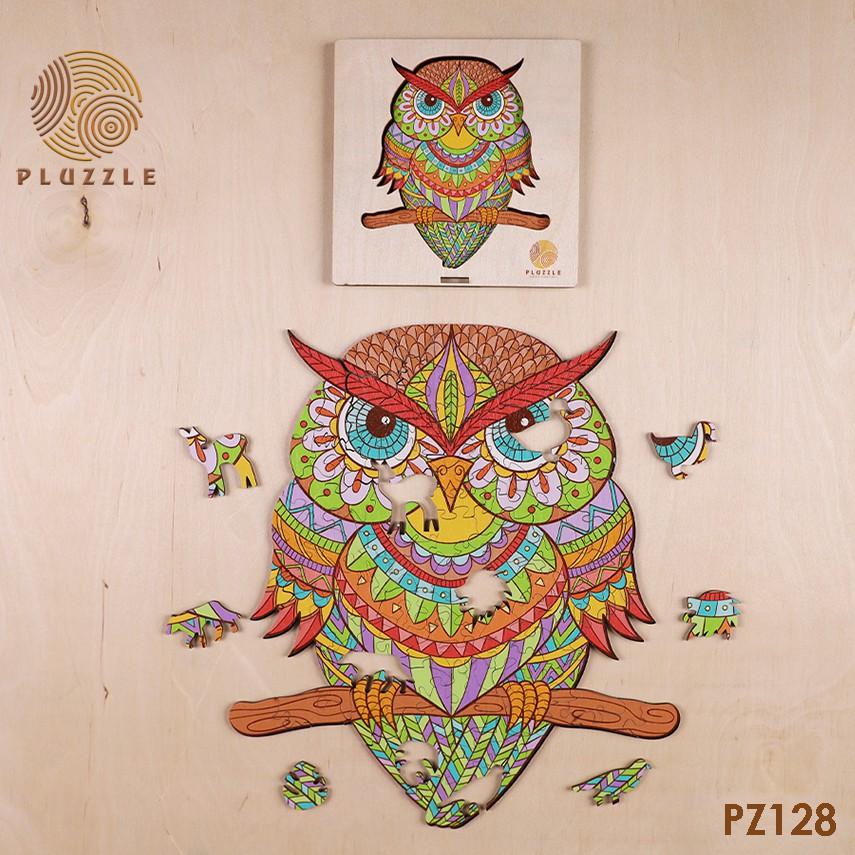 PLUZZLE Bộ xếp hình gỗ đồ chơi puzzle ghép hình con vật độc đáo - Con Cú – PZ128