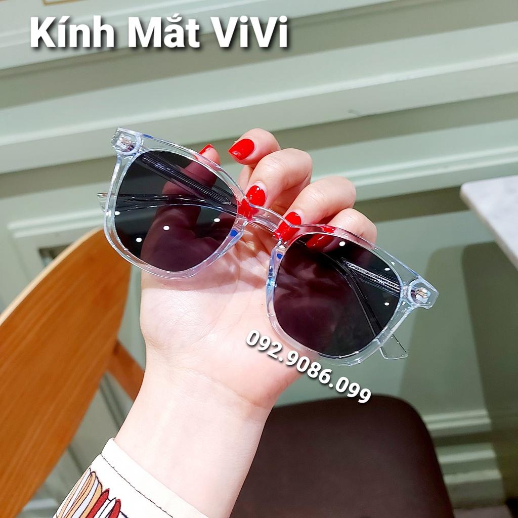 Kính râm nam nữ dáng vuông gọng nhựa cốt kim loại nhẹ nhàng dễ đeo V6172