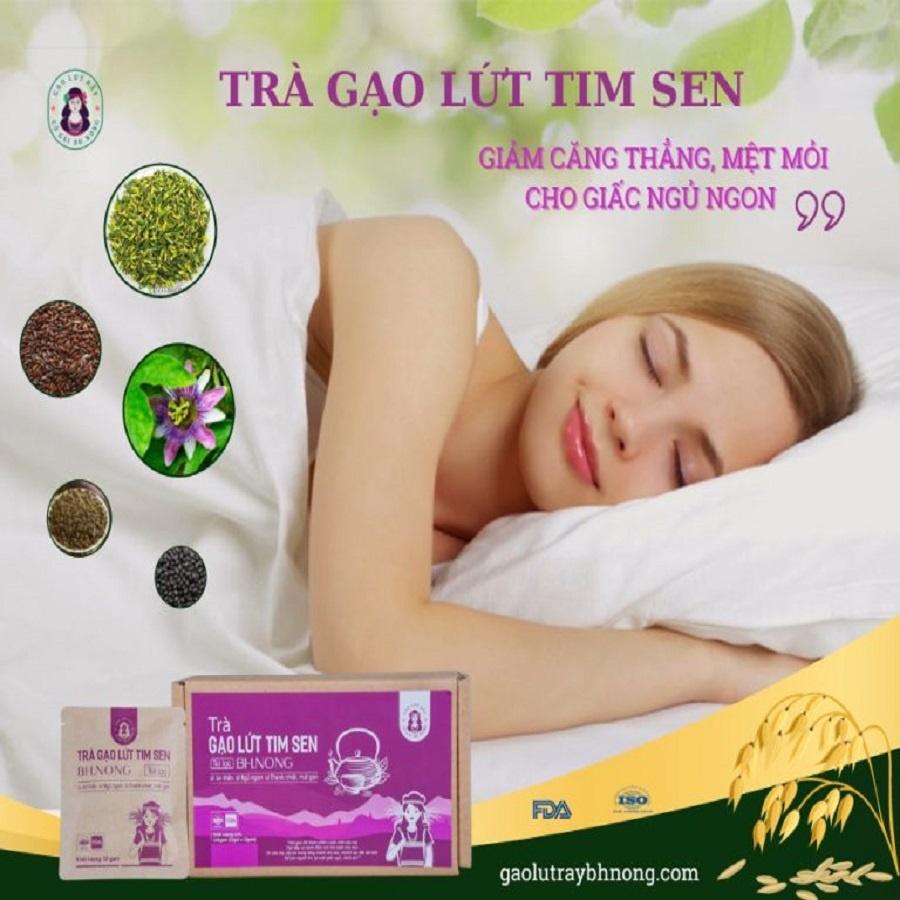 Trà Gạo Lứt Tim Sen Lạc Tiên Cô Gái Bhnong Hỗ Trợ Ngủ Ngon An Thần Thanh Lọc Cơ Thể Dạng Túi Lọc 12 Gói