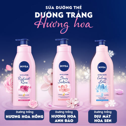 Sữa Dưỡng Thể NIVEA Sáng Da Hương Hoa Hồng (350 ml) - 85707