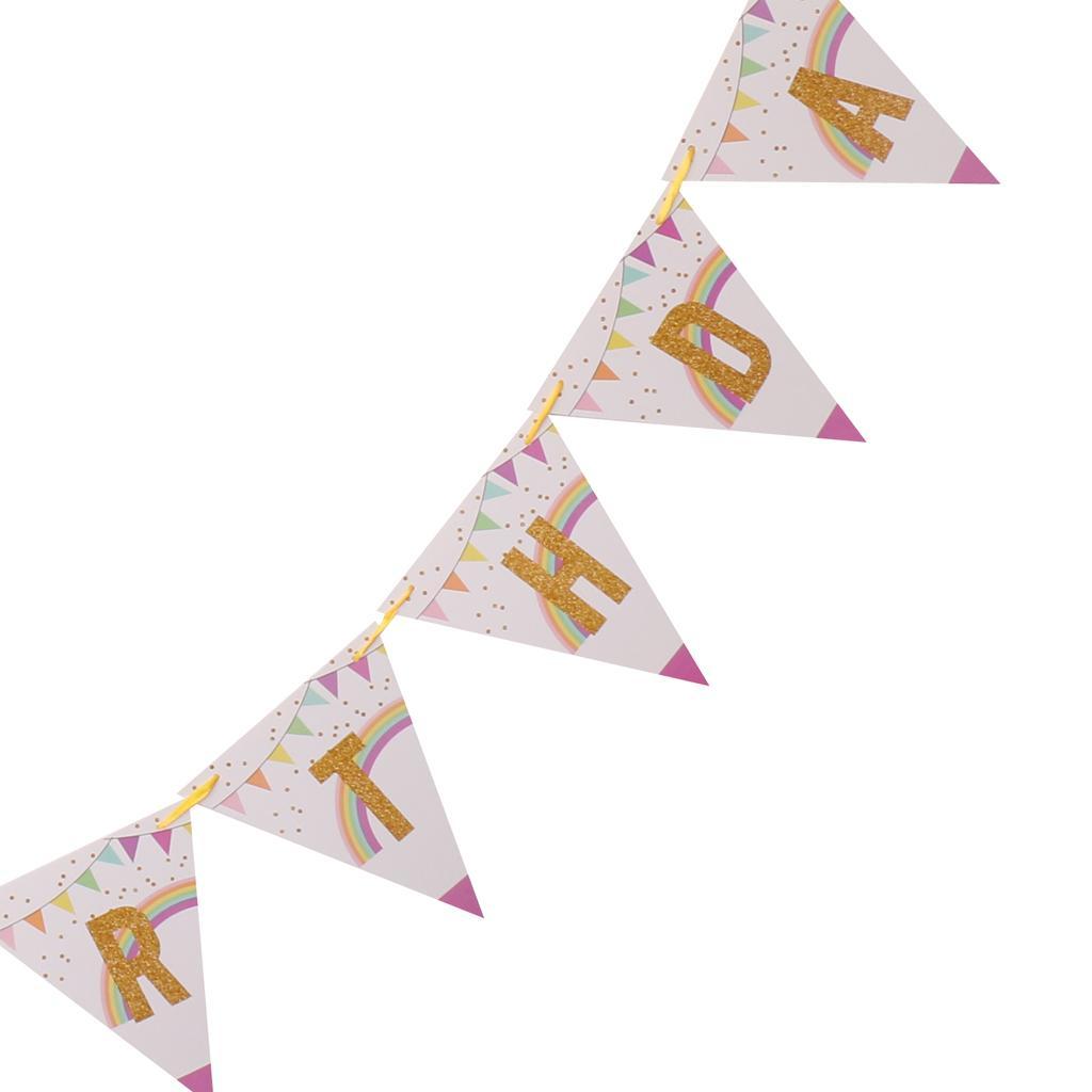 Glitter Gold HAPPY BIRTHDAY Pennant Banner Unicorn Bunting Party Decoration