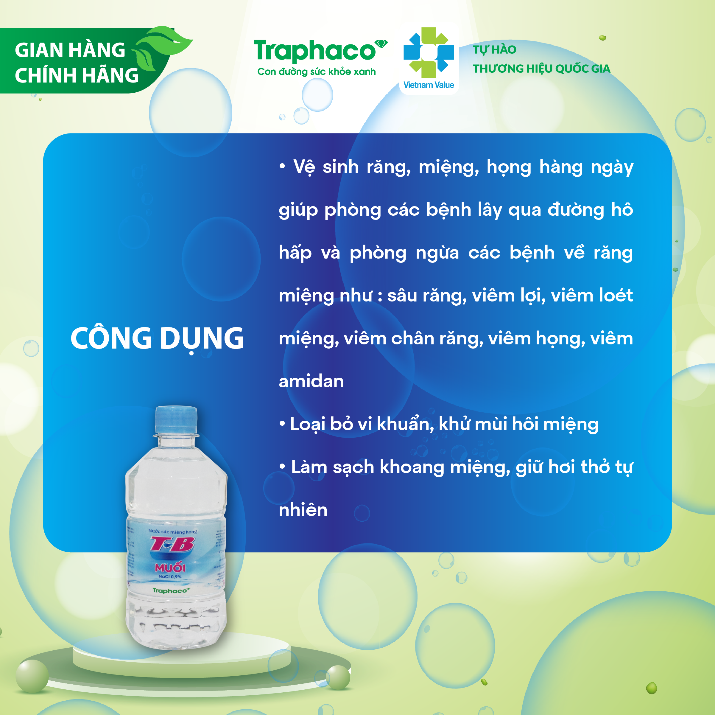 NƯỚC SÚC MIỆNG TB MUỐI - NGỪA VIÊM HỌNG, VỆ SINH RĂNG MIỆNG MỖI NGÀY