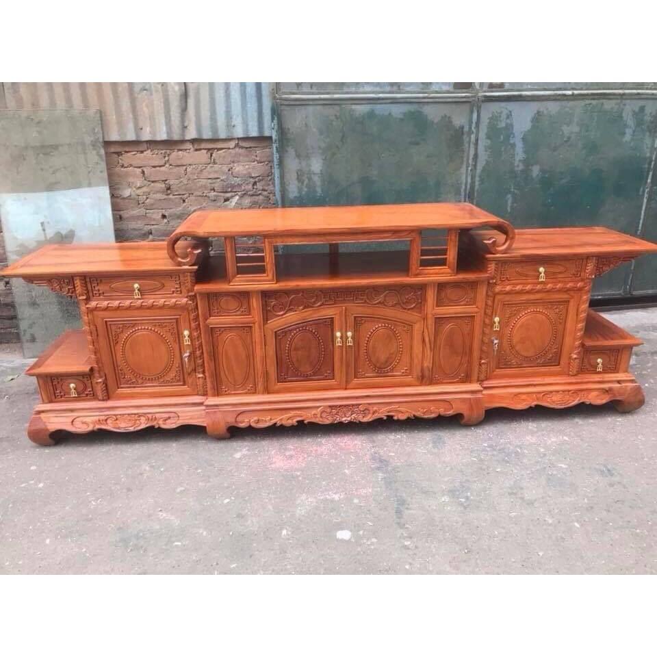 Kệ tivi kiểu Vòm gỗ gõ đỏ