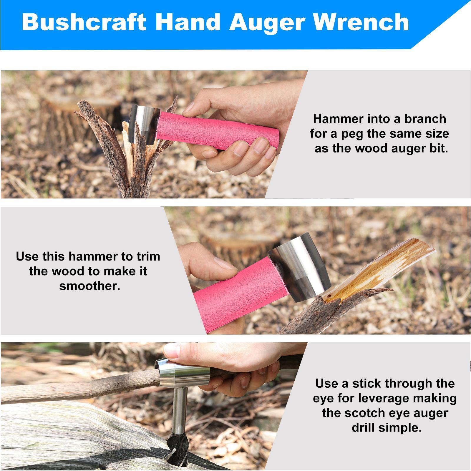 Hand Auger Drill Bit Woodworking Hand Screw Drill Camping Tool pink