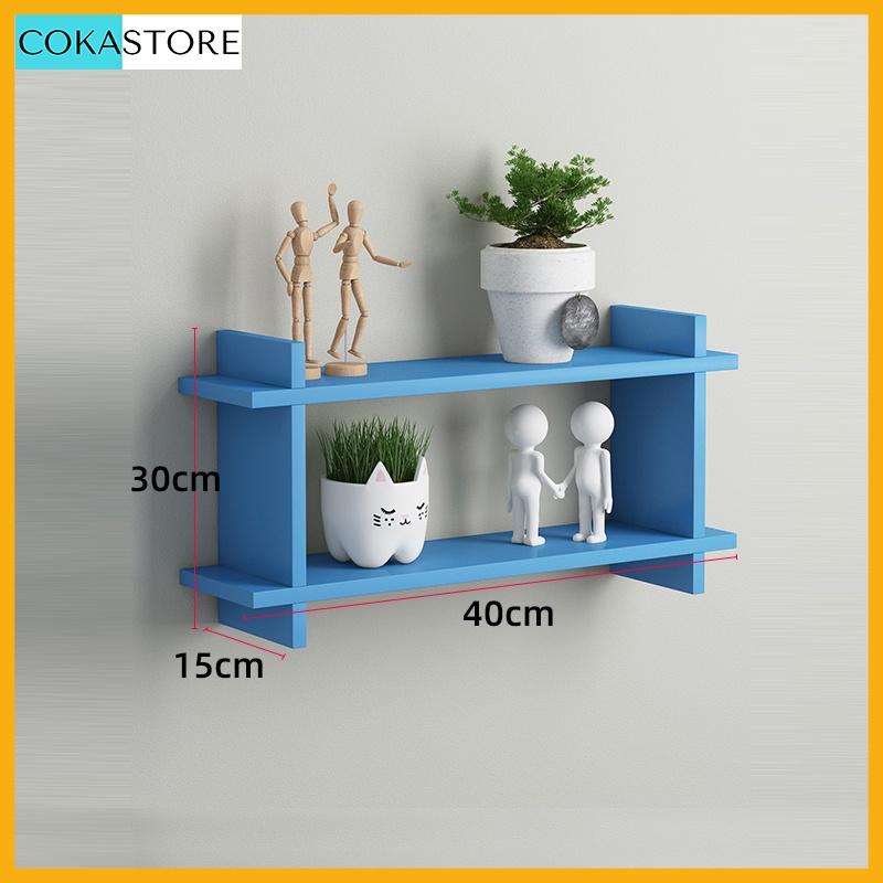 Kệ Gỗ Trang Trí Treo Tường Hình Chữ Nhật Nhỏ Gọn Không Cần Khoan Màu Sắc Đa Dạng - Kèm Phụ Kiện Đầy Đủ