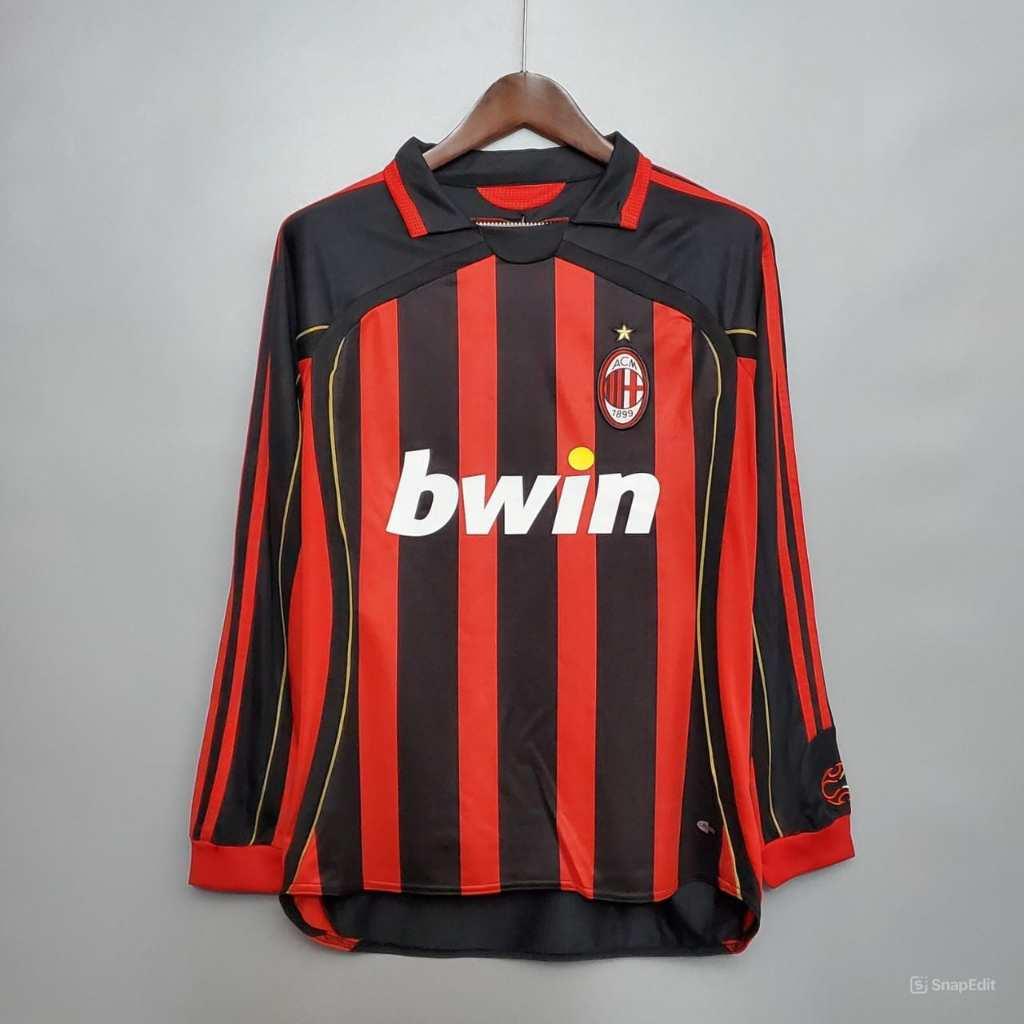 Áo Bóng Đá Retro AC Milan 2006 Dài Tay - Sân Nhà bản cao cấp vải Cotton Polyester