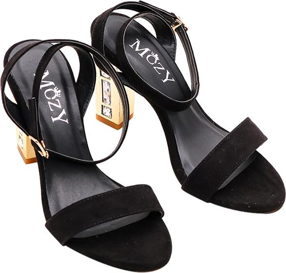 Giày Sandal Mozy Gót Vuông Da Lộn Quai Ngang MZSD029