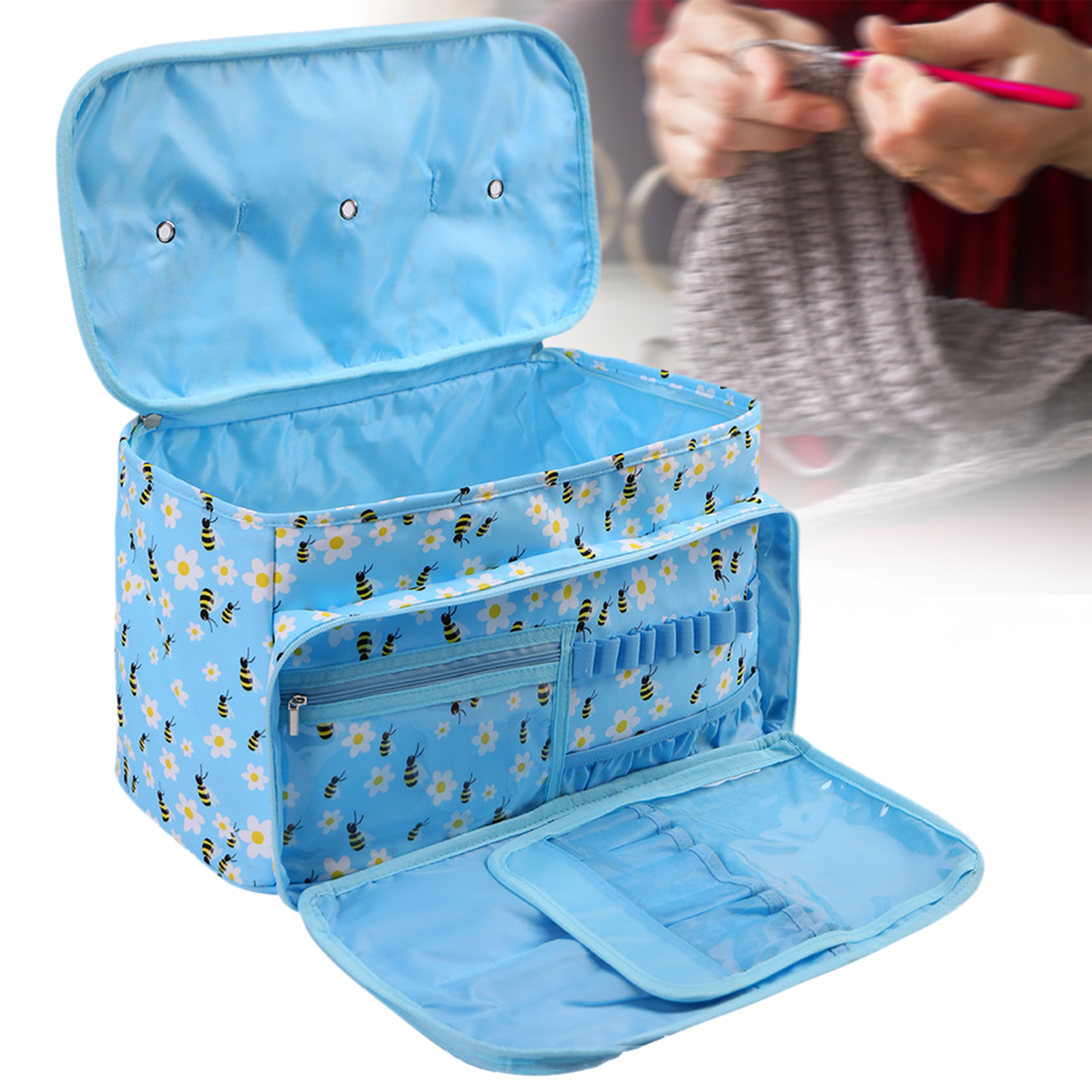 Yarn Storage Organizer Case for Crochet Hooks Crocheting Embroidery Supplies