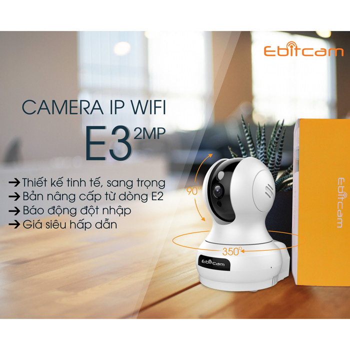 Camera Ip Wifi EbitCam E3 2MP Full HD 1080P - Cloud Miễn Phí 1 Năm  - Hàng Chính Hãng