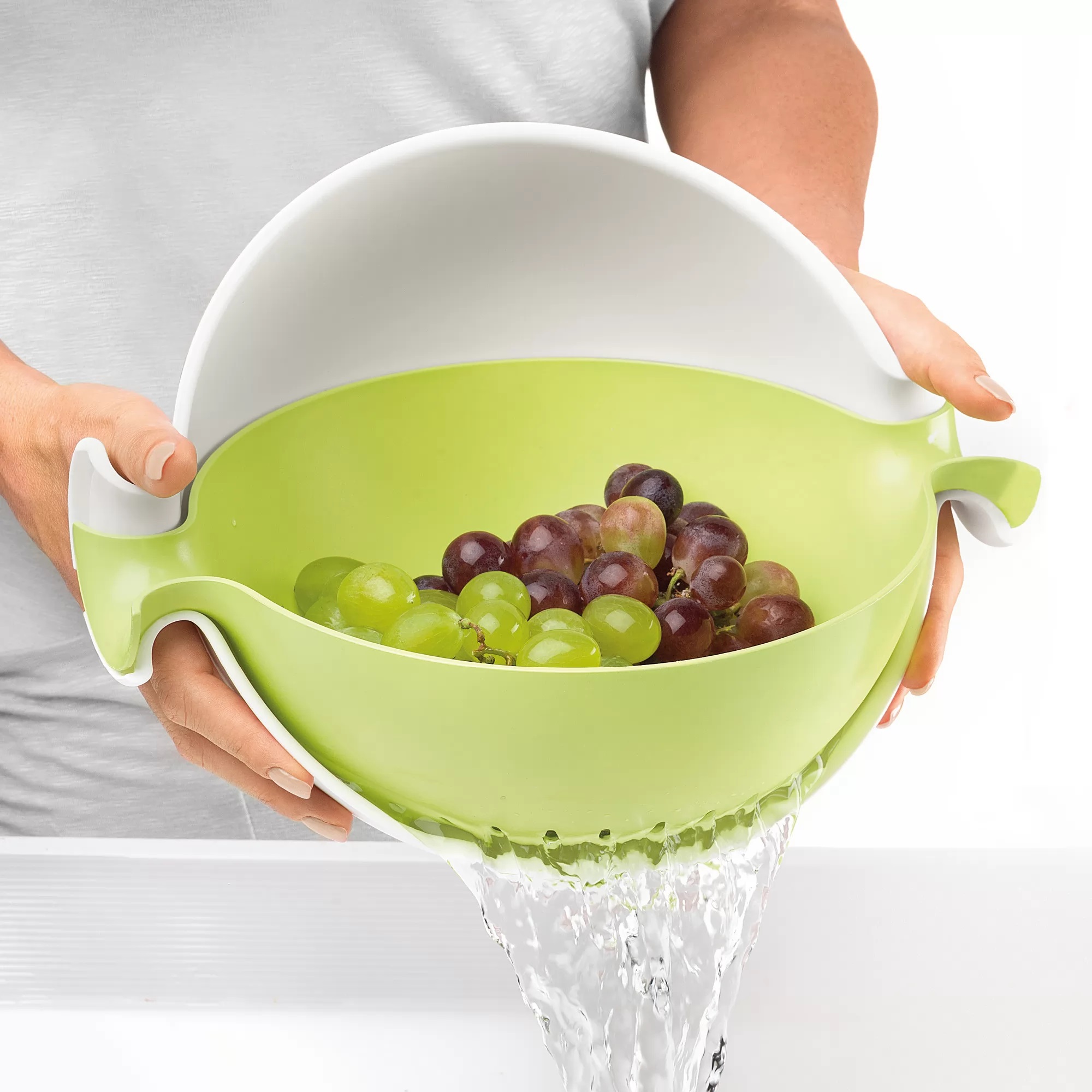 Bộ Rổ Nhựa Kèm Thau Đa Năng Guzzini Spin &amp; Drain Colander &amp; Bowl Set - Dụng Cụ Nhà Bếp Đa Năng -  Rửa Một Cách Dễ Dàng