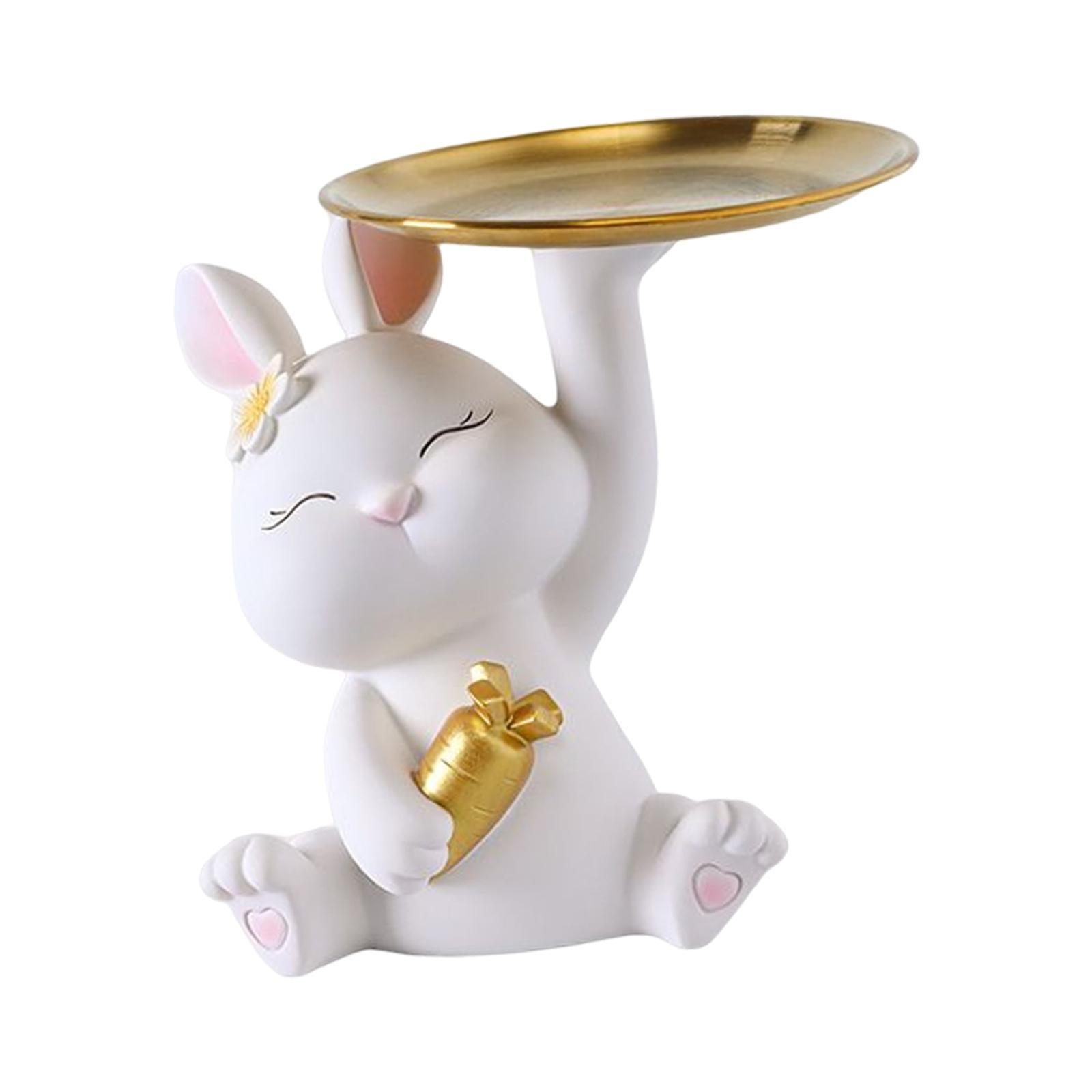 Bunny Statue Storage Tray Desk Organizer for Shop Tabletop Dining Room