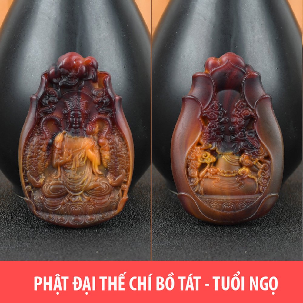 Dây chuyền Phật Đại Thế Chí Bồ Tát hương thơm bằng Long Diên Hương tổng hợp