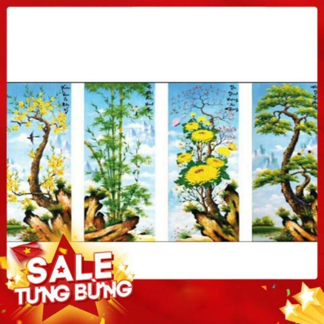Tranh ĐÍNH ĐÁ tứ quý Tùng Cúc Trúc Mai LV039